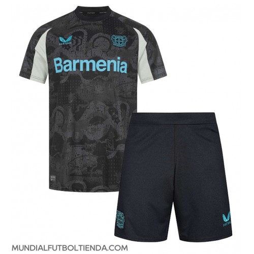 Camiseta Bayer Leverkusen Tercera Equipación Replica 2024-25 para niños mangas cortas (+ Pantalones cortos)